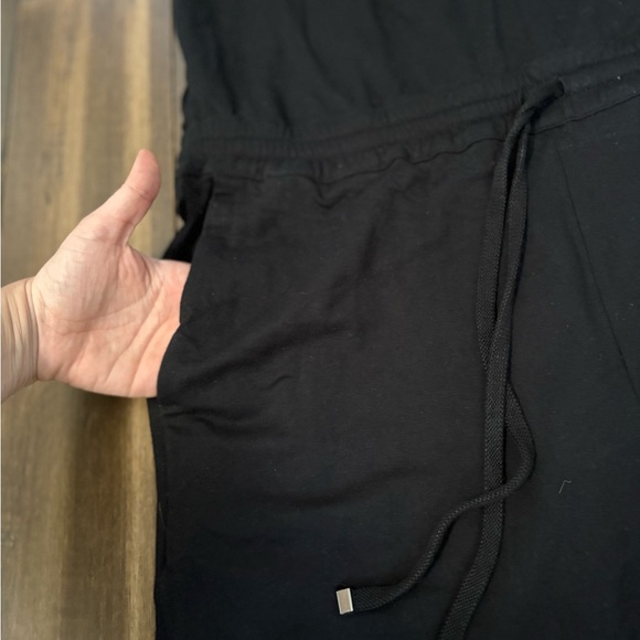 XL Black Jumpsuit Waist Tie Pockets Sweatpant Material Lounge Comfy Casual Tank - Picture 6 of 10